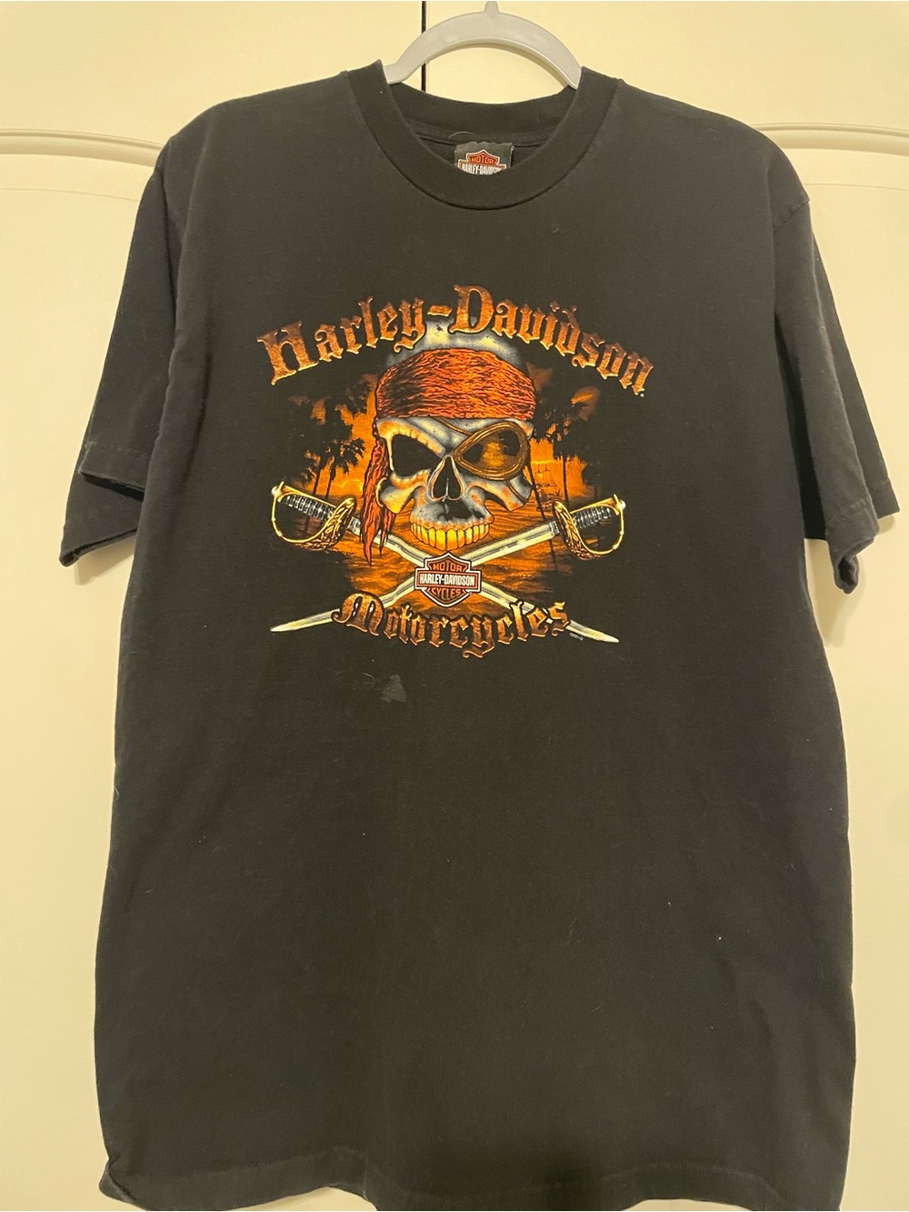 Harley-Davidson Y2K Men's L Black Skull Graphic T-Shirt